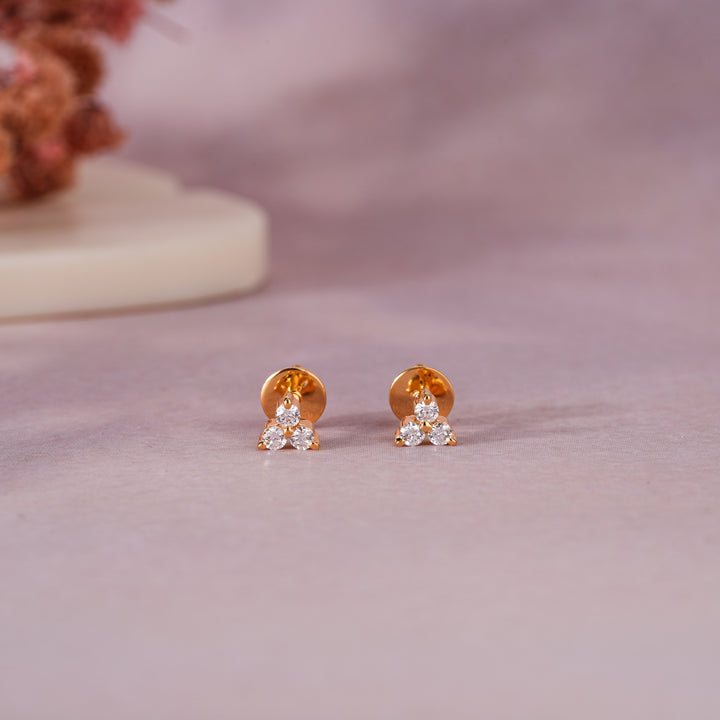 Tri-Stone Stud Earrings