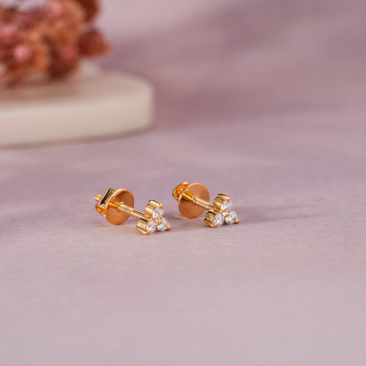 Tri-Stone Stud Earrings