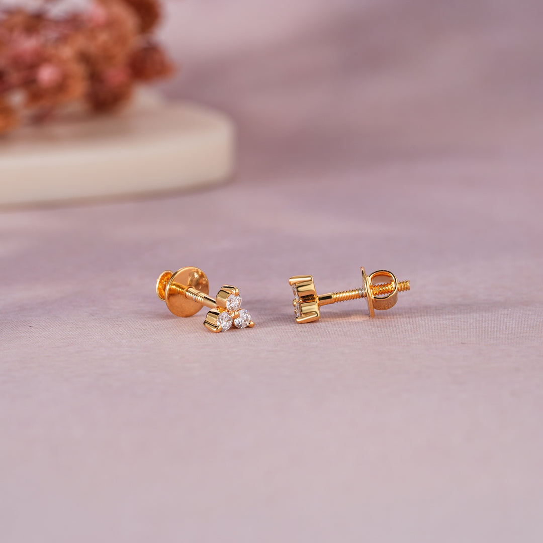 Tri-Stone Stud Earrings