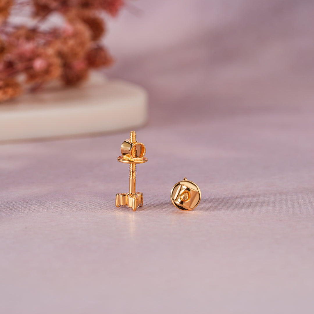 Tri-Stone Stud Earrings