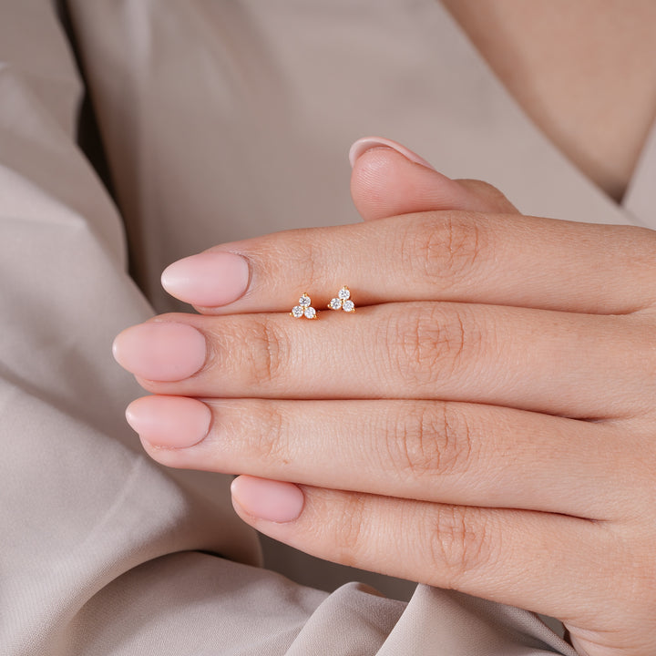 Tri-Stone Stud Earrings