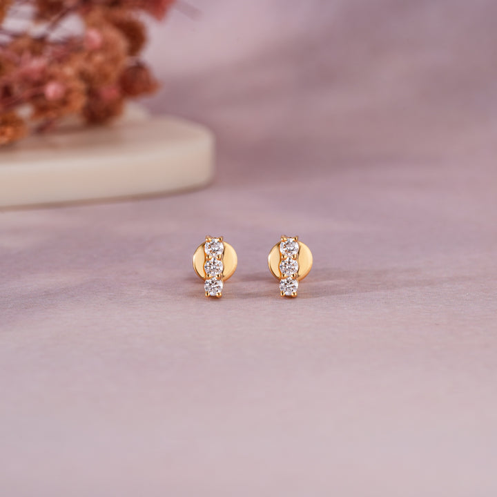 Diamond Bar Stud Earrings