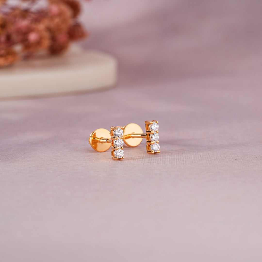 Diamond Bar Stud Earrings