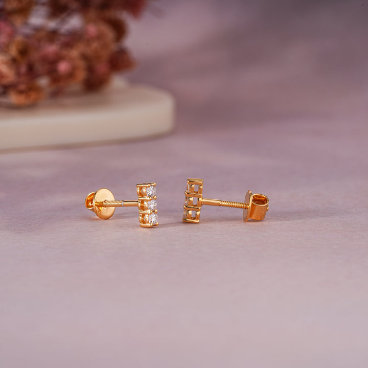 Diamond Bar Stud Earrings