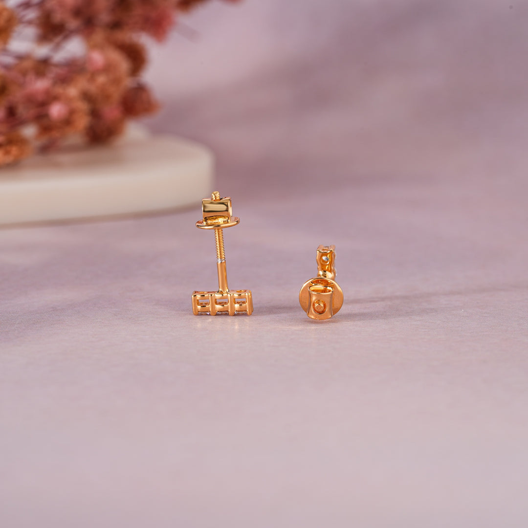 Diamond Bar Stud Earrings