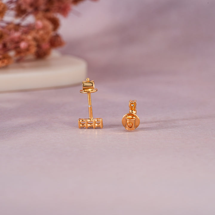 Diamond Bar Stud Earrings