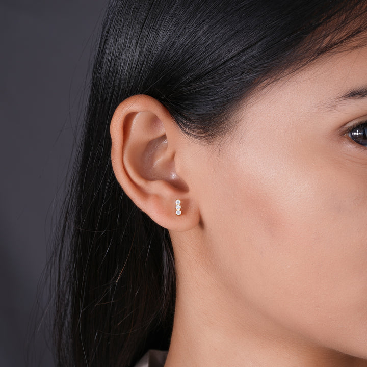 Diamond Bar Stud Earrings