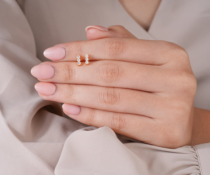 Diamond Bar Stud Earrings