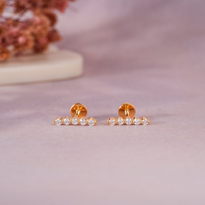 Diamond Row Stud Earrings