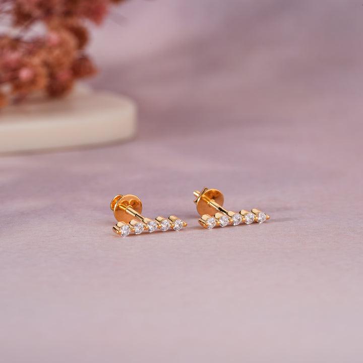 Diamond Row Stud Earrings