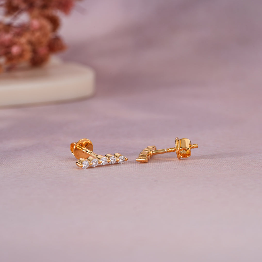 Diamond Row Stud Earrings