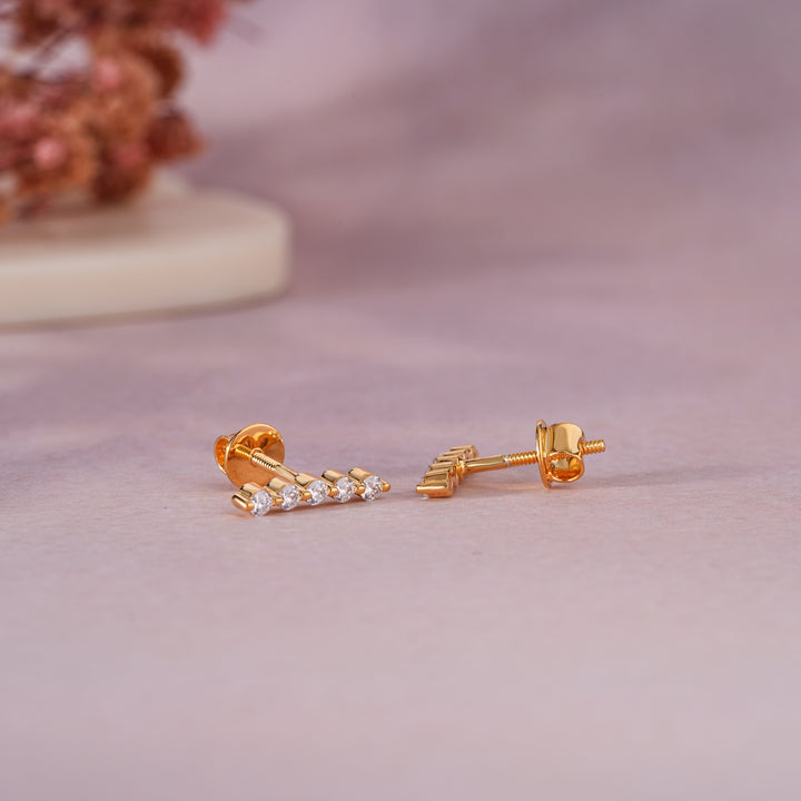 Diamond Row Stud Earrings