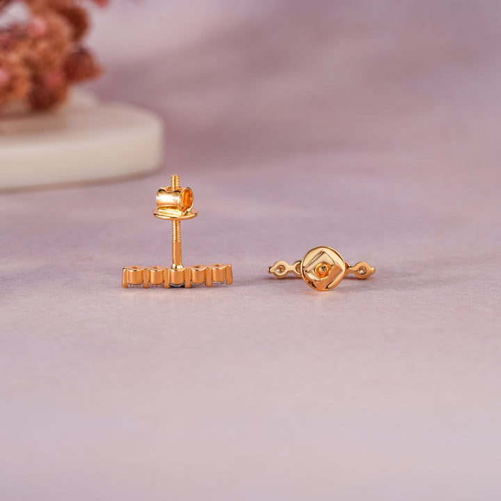 Diamond Row Stud Earrings