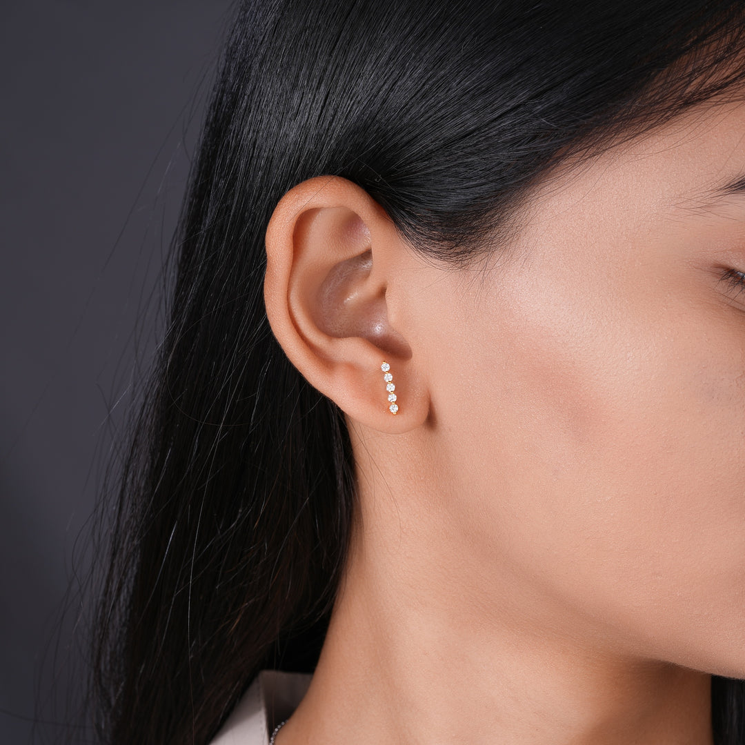 Diamond Row Stud Earrings