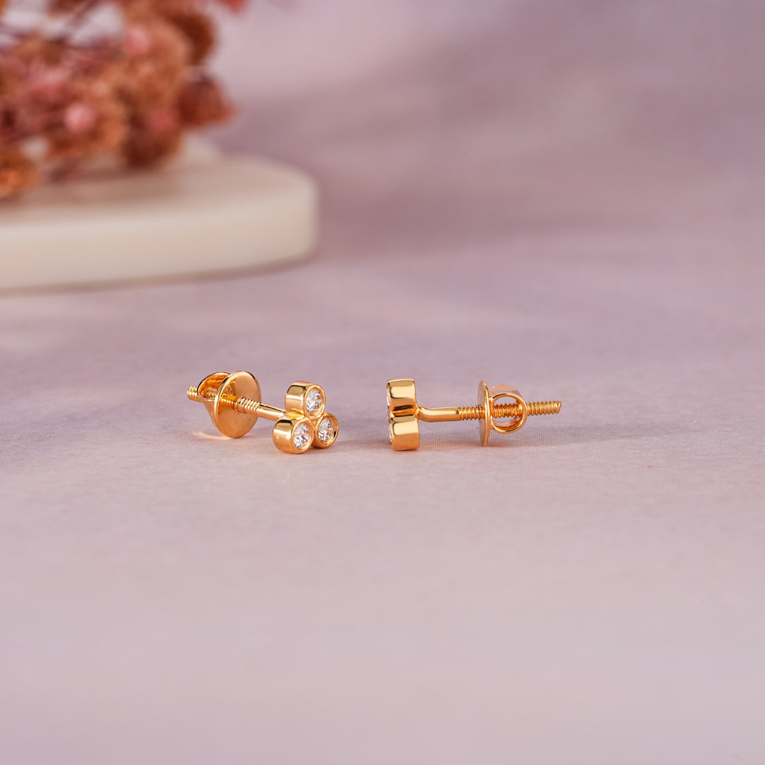 Trio Bezel Stud Earrings