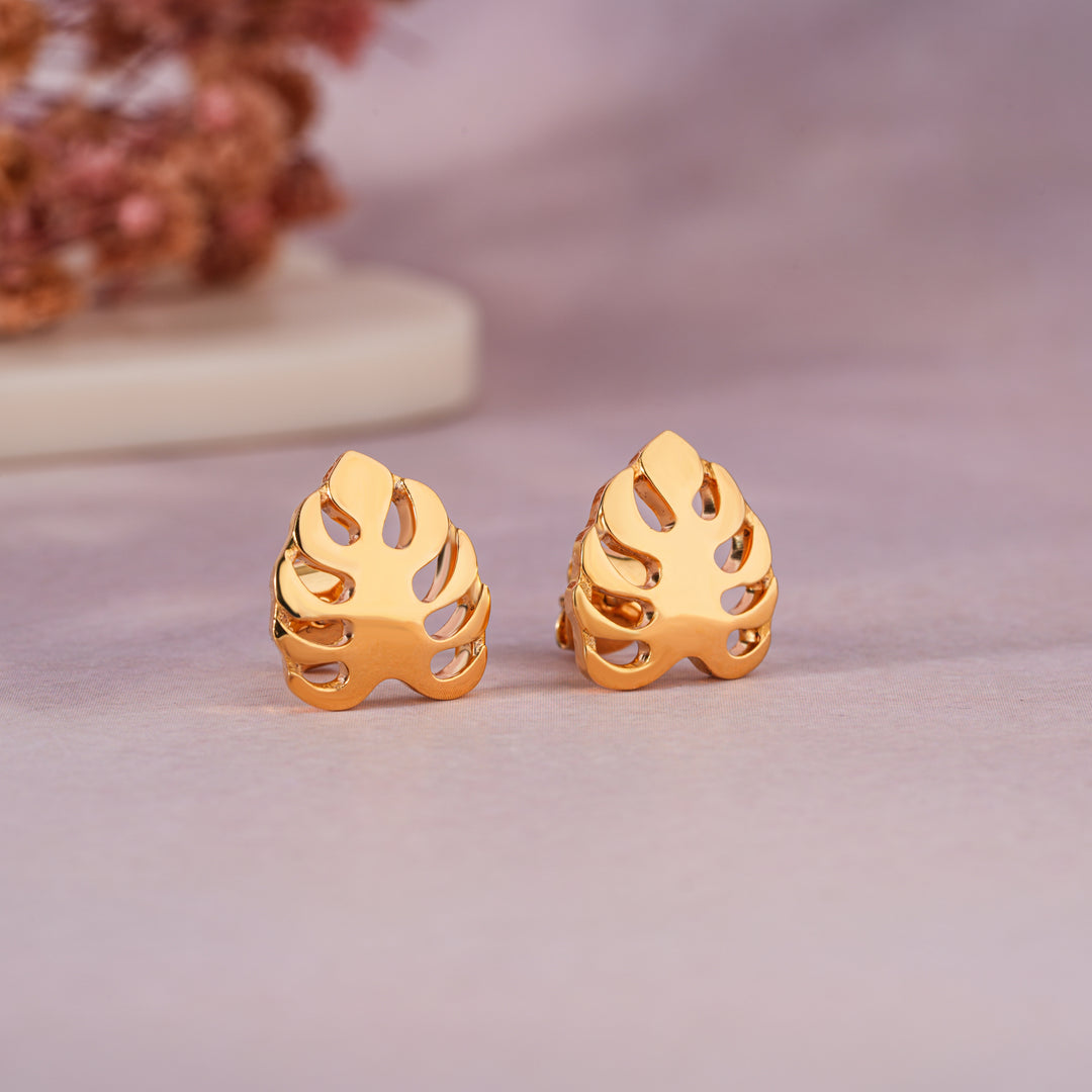 Monstera Stud Earrings