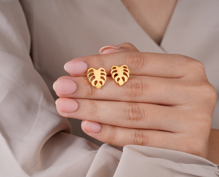 Monstera Stud Earrings
