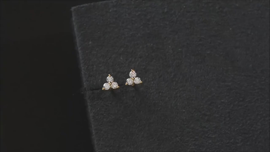 Tri-Stone Stud Earrings