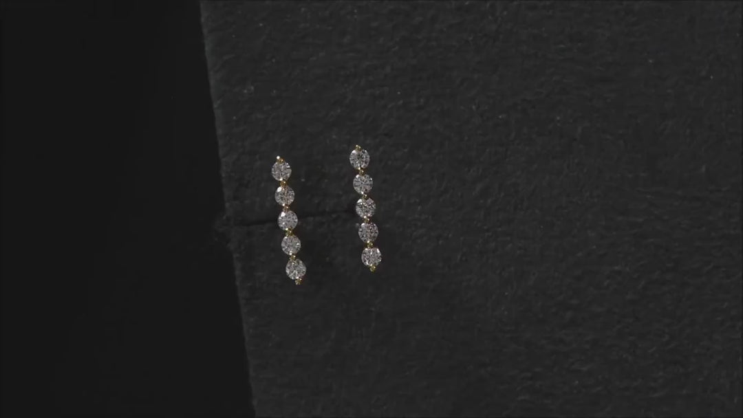 Diamond Row Stud Earrings